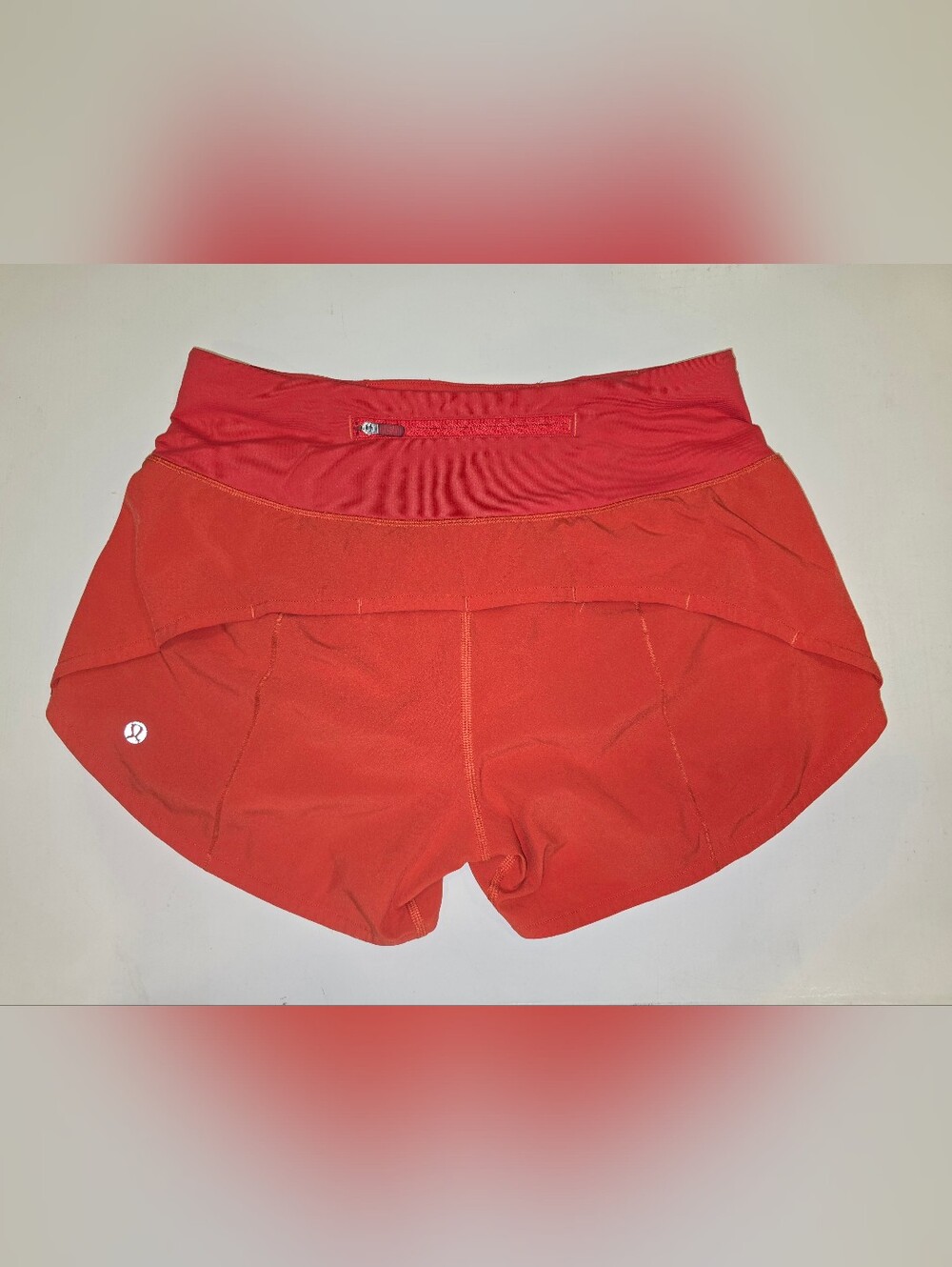 Women’s Red Performance Running Shorts with Back Zip Pocket